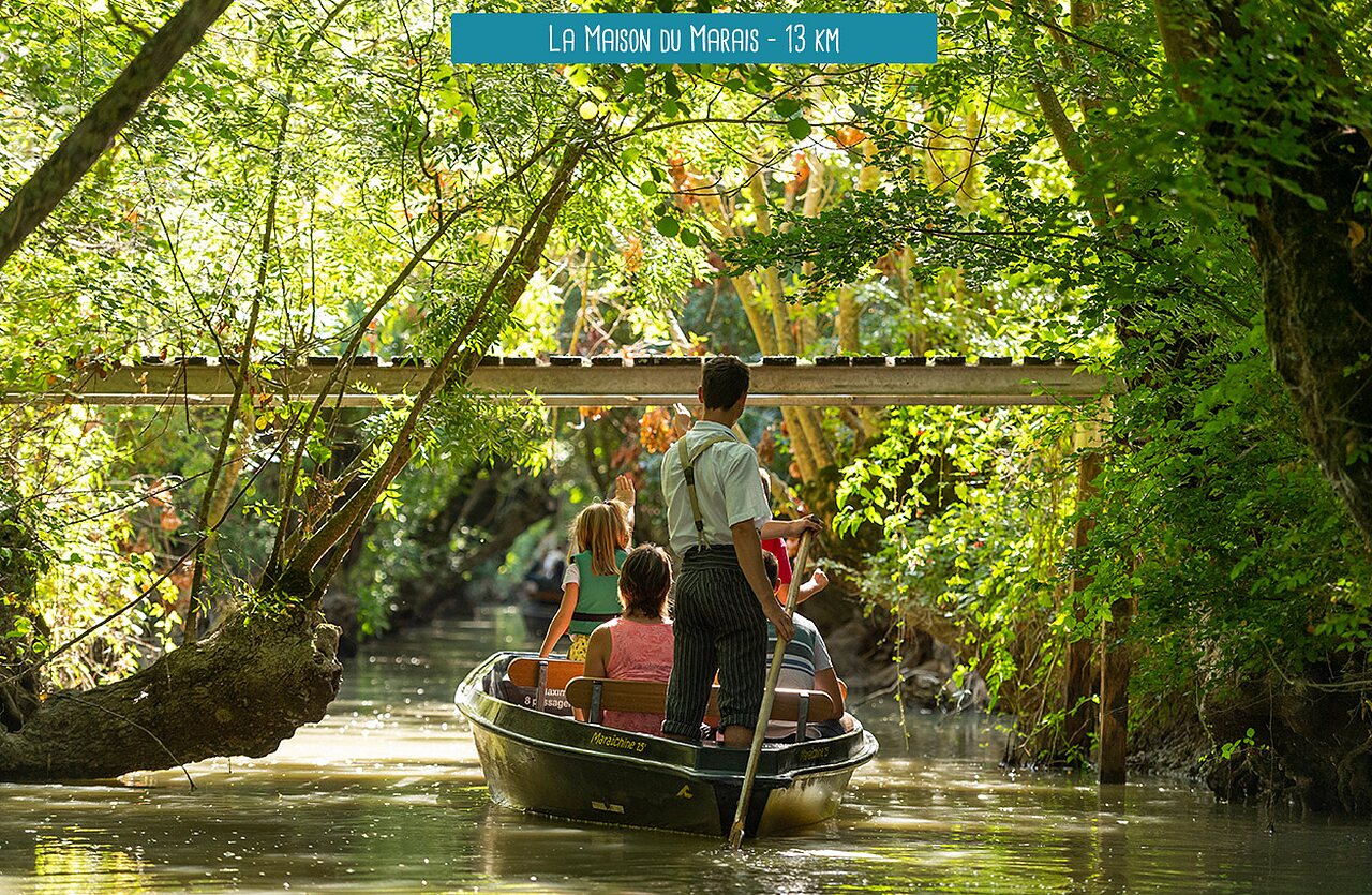 Promenade en barque traditionnelle dans le Marais Poitevin, lieu � visiter pr�s du camping.