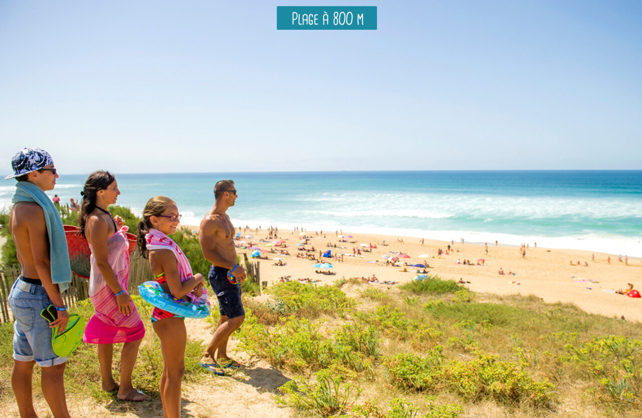 Acc�s plage, famille au camping VAGUES OCEANES Boudigau � LABENNE OCEAN.