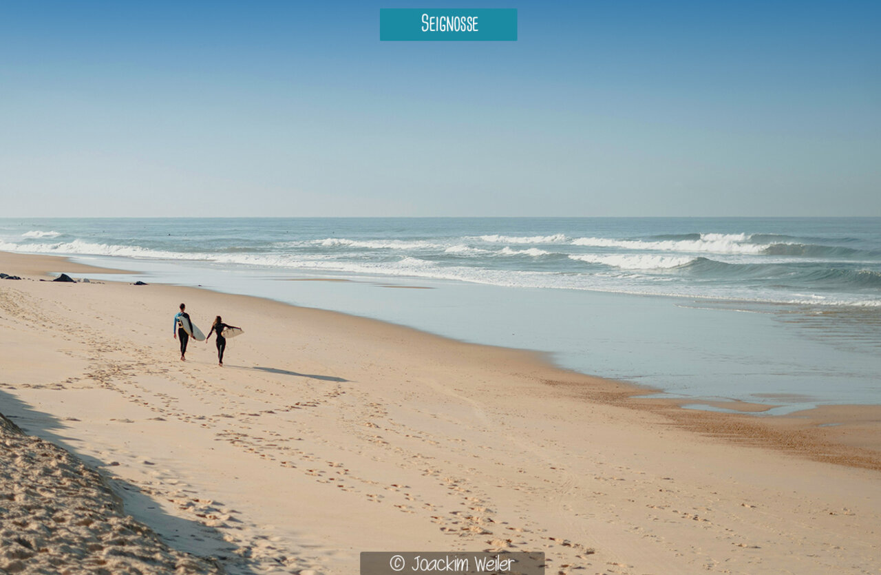 Plage de Seignosse, Landes, lieu id�al pour le surf pr�s du camping.