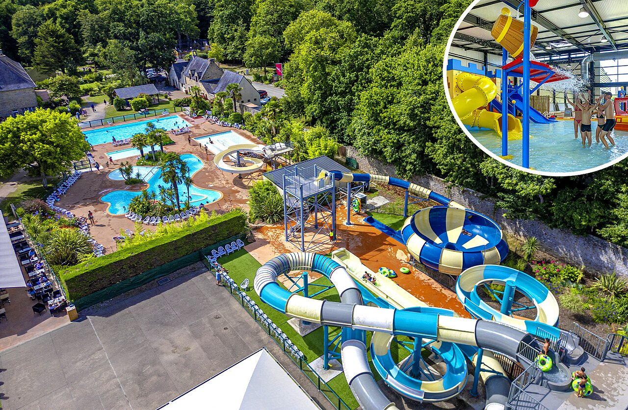 Toboggans aquatiques, piscines ext�rieures. Au camping CAPFUN Ch�teau de Galin�e � SAINT CAST LE GUILDO (22).