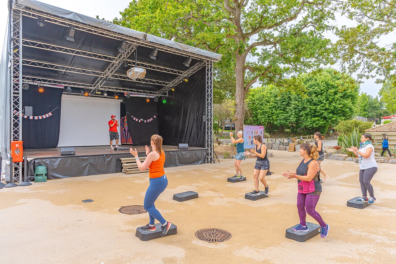 Animation sportive, cours de step au camping CAPFUN La Ch�naie � PORNIC (44).