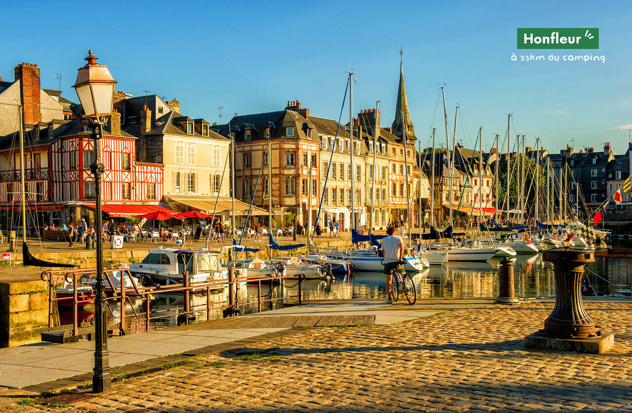 Vieux port de Honfleur avec ses maisons color�es et bateaux, Normandie.