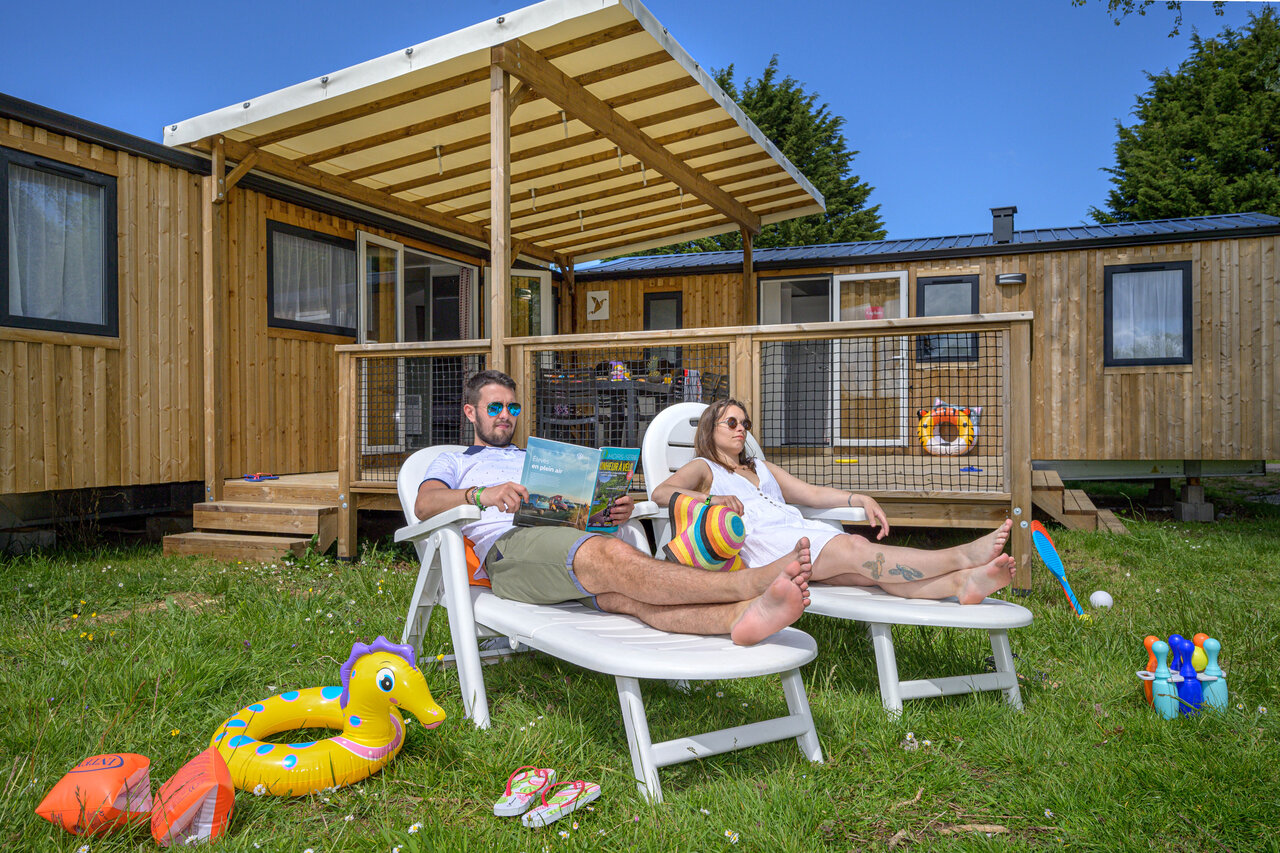 Mobile-home au camping CAPFUN Citadelle de Loustic � Hermanville sur Mer.