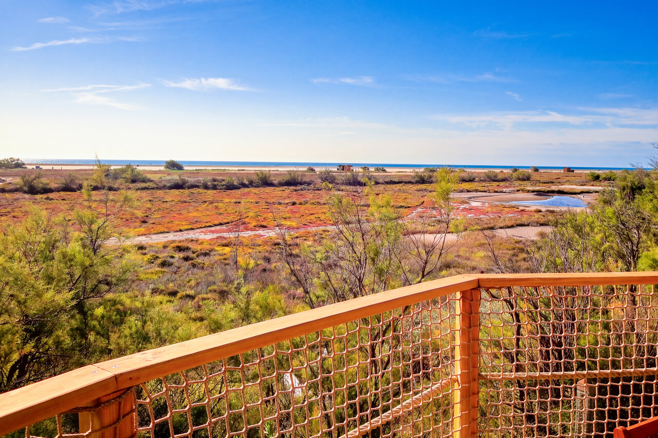 Cabane dans les airs, vue mer nature, CAPFUN C�te Vermeille Port La Nouvelle.