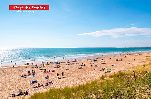 Plage des Conches, grande plage de sable fin près de Jard sur Mer.