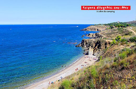 Criques d'Argel�s-sur-Mer, plage de galets et falaises rocheuses, mer M�diterran�e � visiter.
