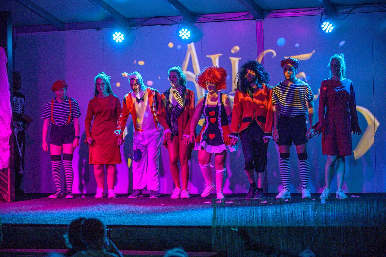 Spectacle costum� sur sc�ne avec artistes au camping CAPFUN Mirabelle � VOLSTROFF (57).