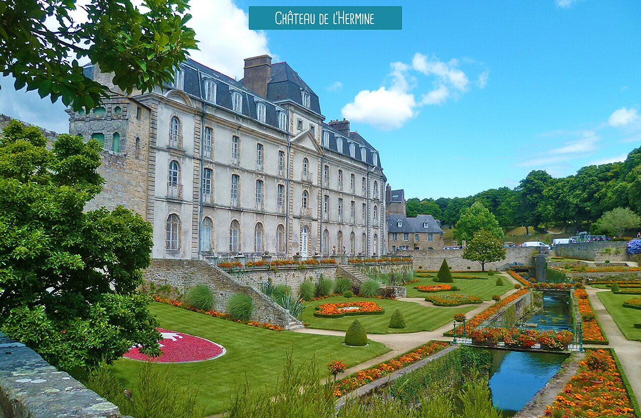 Ch�teau de l'Hermine et ses jardins fleuris, un lieu � visiter pr�s du camping.