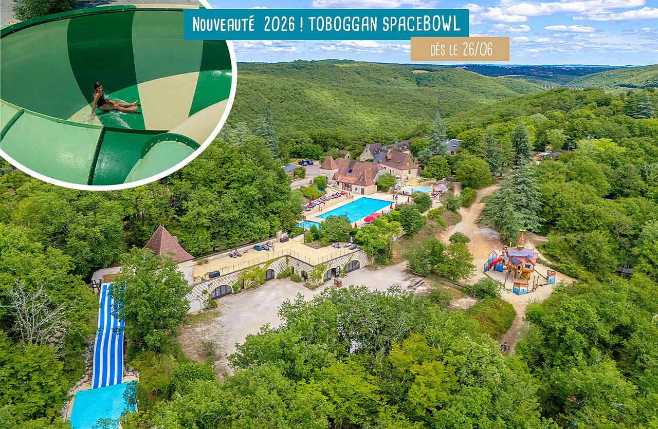 Piscine, toboggan au camping VAGUES OCEANES Paille Basse � Souillac (46).