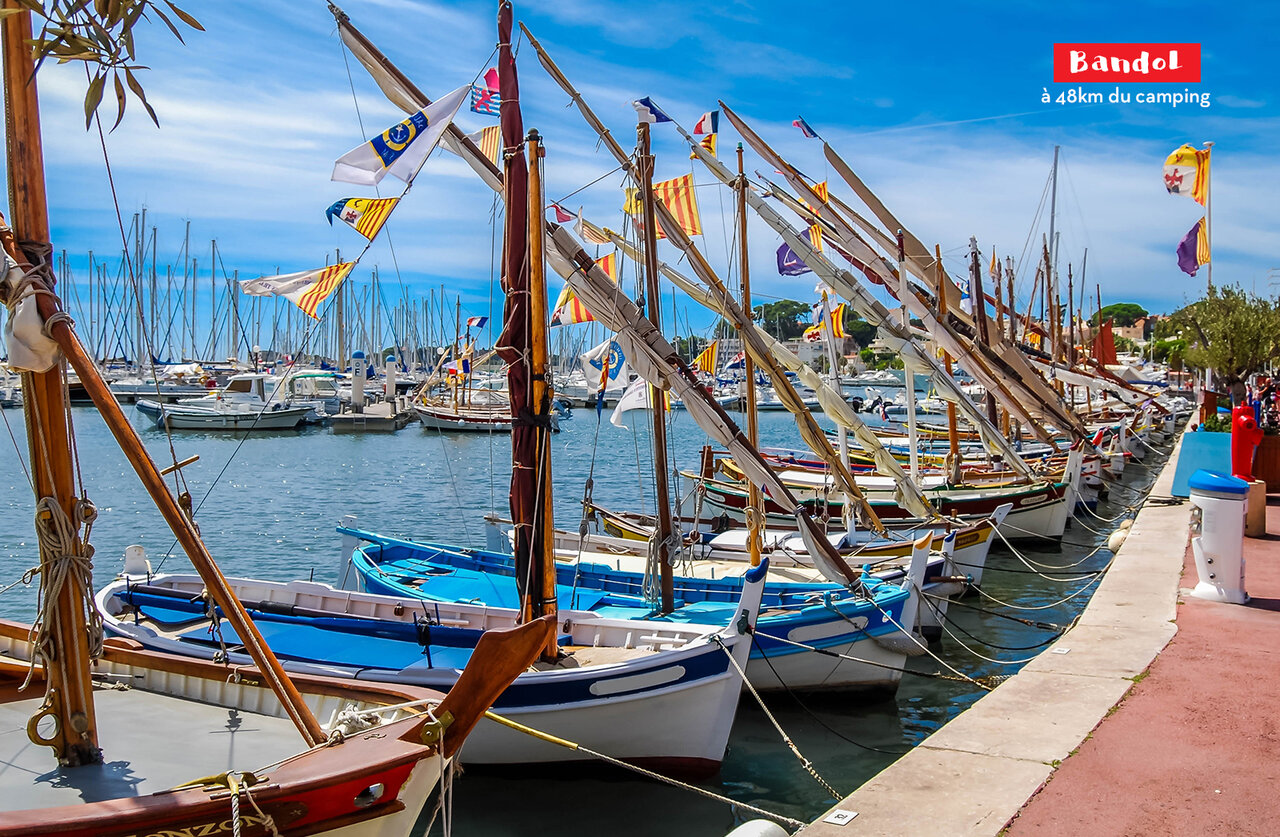 Port de Bandol avec bateaux traditionnels color�s, une ville � visiter dans le Var.